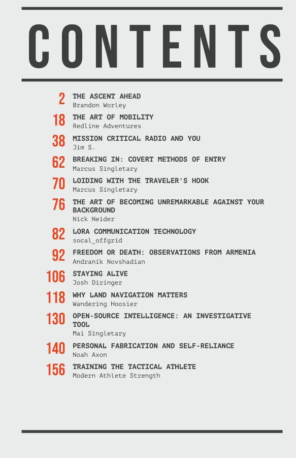 Volume I, page 1 (contents)
